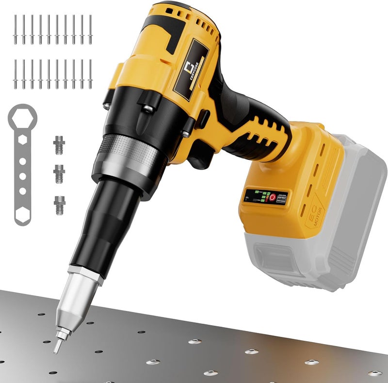Cerycose Rivet Gun Compatible with Dewalt 20V Battery, Cordless Rivet Tool with 3 Size (1/8", 5/32", 3/16") Aluminum Rivets, Brushless Motor Rivet Gun Kit Nose Piece, No Battery - Image 1